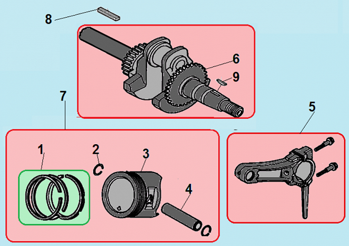 7 ПОРШЕНЬ -ЦИЛИНДР -КОЛЕНВАЛ- КОЛЬЦА ВИБРОПЛИТА CHAMPION PC9750FT